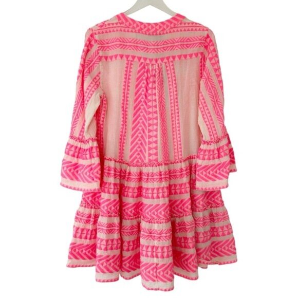 NWT Devotion Twins Ella Neon Pink White Swing Mini Dress Size S - Picture 7 of 11